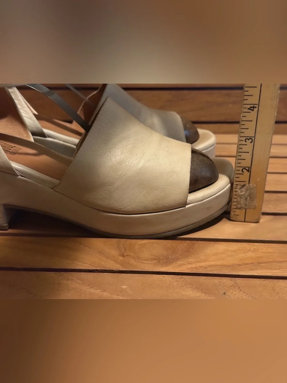 Miz Mooz Gia Cream Leather Ankle-Strap Block Heel Sandals